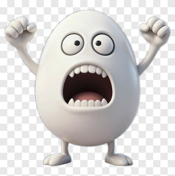 Cartoon Egg Character Expressing Surprise PNG
