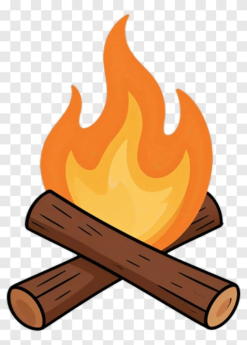 Cartoon Campfire With Flames PNG