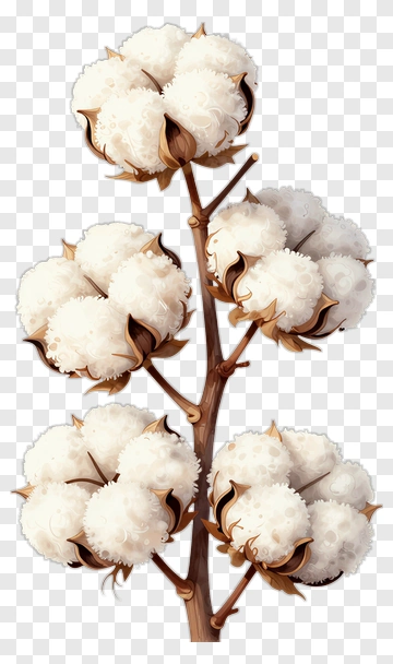 Cotton Plant With White Bolls PNG