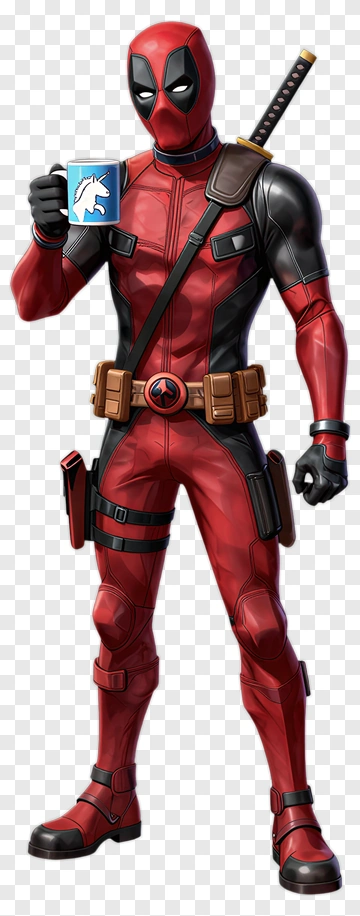 Deadpool Holding A Unicorn Mug PNG