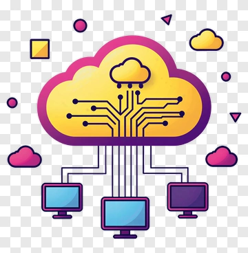 Colorful Cloud Computing Concept With Monitors PNG