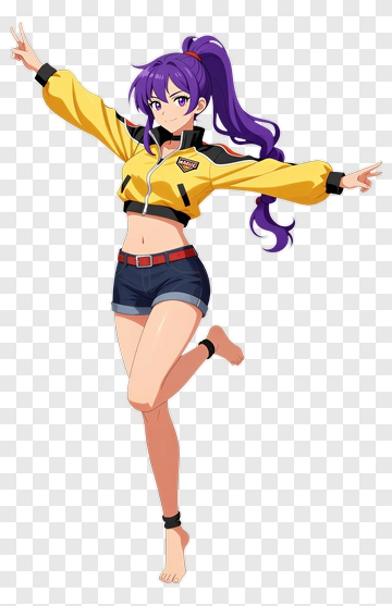 Anime Character In Yellow Jacket And Shorts PNG