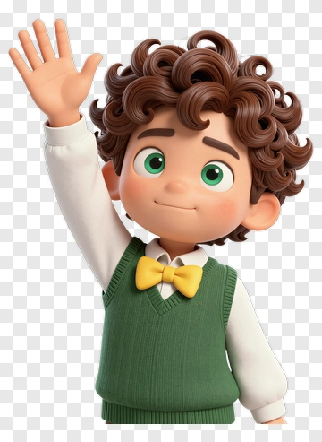 Cartoon Boy Waving Hello PNG