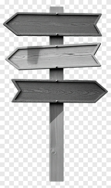 Wooden Signpost With Blank Arrows PNG