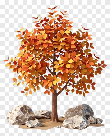 Colorful Tree With Rocks PNG