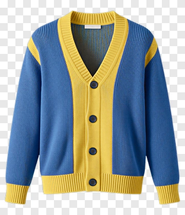 Blue And Yellow Ribbed Cardigan PNG