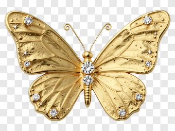 Golden Butterfly With Diamonds PNG