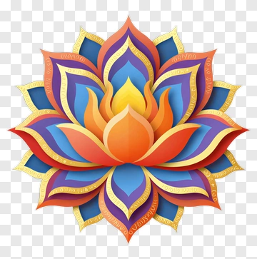 Colorful Lotus Flower Design PNG