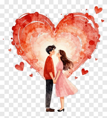 Couple Holding Hands Inside A Heart PNG