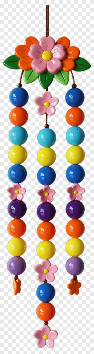 Colorful Flower And Bead Mobile Decoration PNG