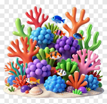 Colorful Coral Reef With Fish PNG