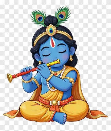 Cartoon Krishna Playing Flute PNG