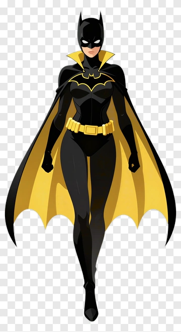 Batgirl In A Black And Yellow Costume PNG
