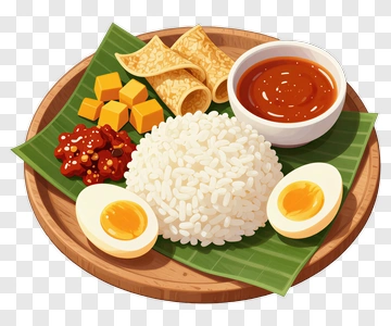 Plate Of Rice With Side Dishes PNG