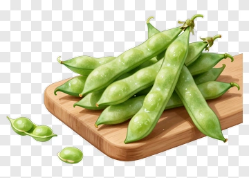 Fresh Green Peas On A Wooden Cutting Board PNG