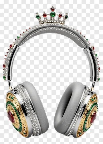 Luxury Headphones With Crown Design PNG