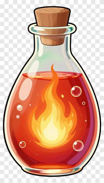 Potion Bottle With Flame PNG