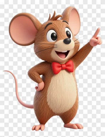 Cartoon Mouse With Red Bow Tie PNG