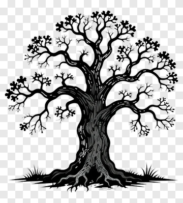 Black Tree With Branches And Leaves PNG