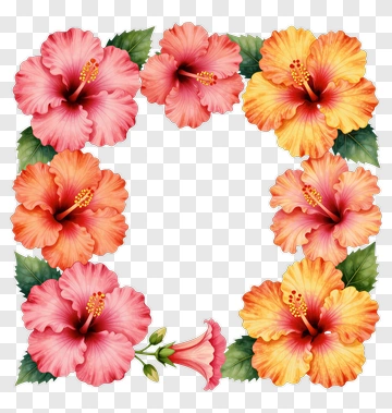 Colorful Hibiscus Flower Arrangement PNG