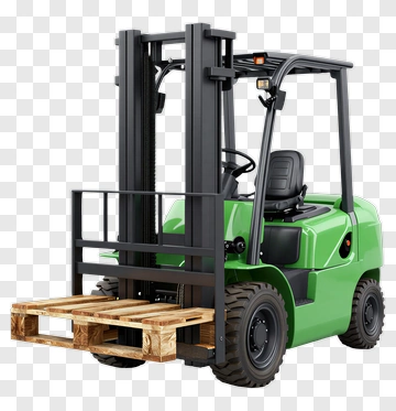 Green Forklift With Wooden Pallet PNG