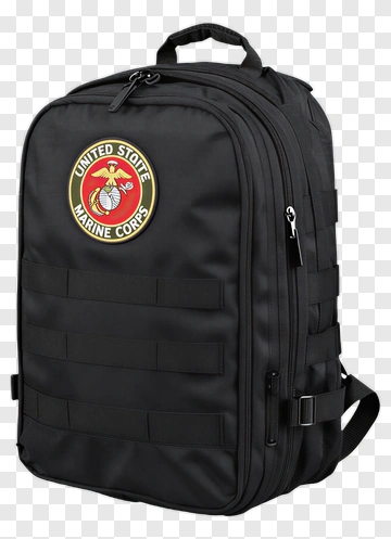 Black Military Backpack With Marine Corps Emblem PNG