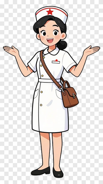 Cartoon Nurse Gesturing With Open Arms PNG