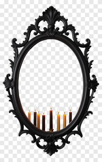 Black Ornate Mirror With Candles PNG
