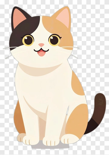 Cartoon Cat With Calico Pattern PNG