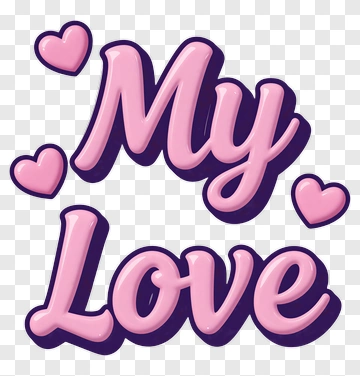 My Love Text With Hearts PNG