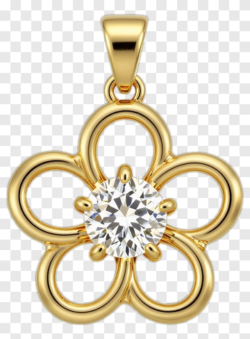 Gold Flower Pendant With Crystal Center PNG