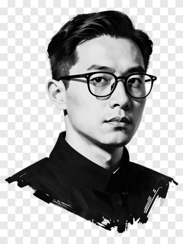 Black And White Portrait Of A Man In Glasses PNG