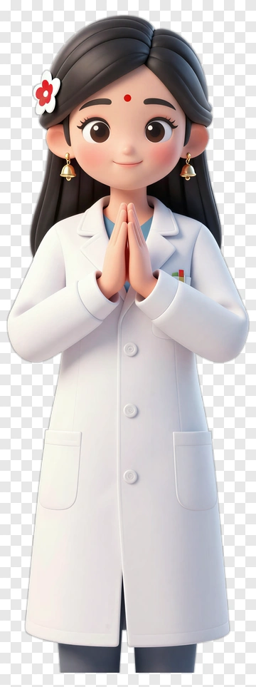 Cartoon Female Doctor In White Coat PNG