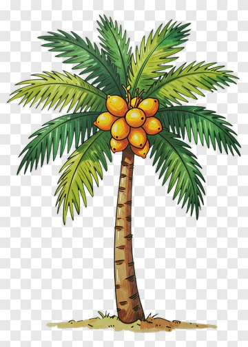 Colorful Palm Tree With Fruits PNG