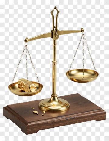 Gold Balance Scale On Wooden Base PNG