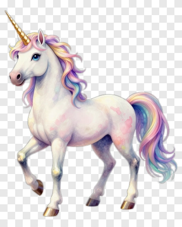 Colorful Unicorn With Rainbow Mane PNG