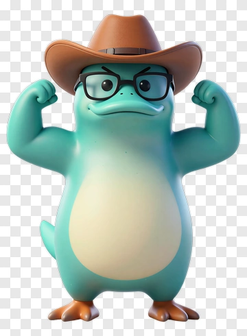 Cartoon Platypus Wearing Glasses And Cowboy Hat PNG