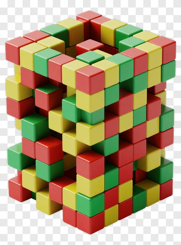 Colorful 3D Cube Puzzle PNG