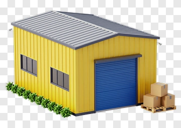 Yellow Storage Shed With Boxes PNG