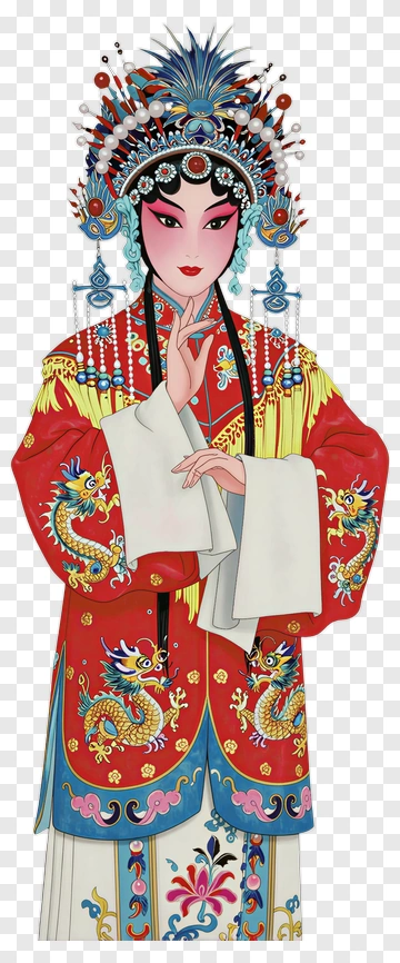 Traditional Chinese Opera Performer In Elaborate Costume PNG