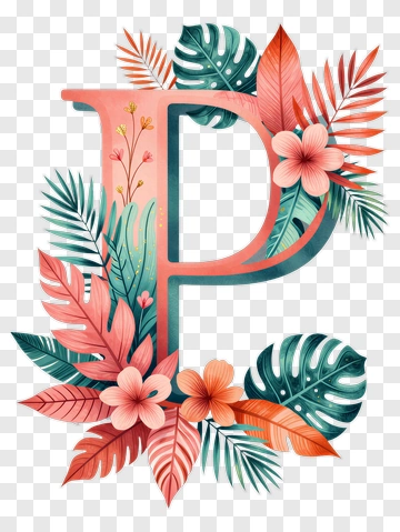 Floral Letter P Decoration PNG