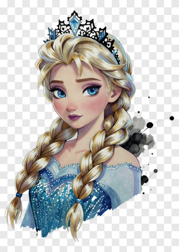 Cartoon Ice Queen With Braided Hair PNG