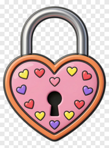 Heart-Shaped Lock With Colorful Hearts PNG