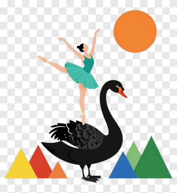 Ballet Dancer Balancing On A Black Swan PNG