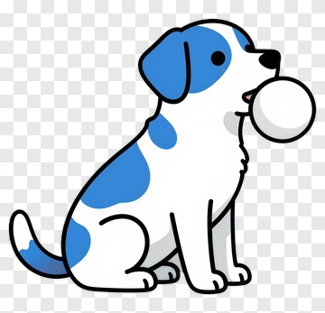 Cartoon Dog Sitting With A Ball PNG