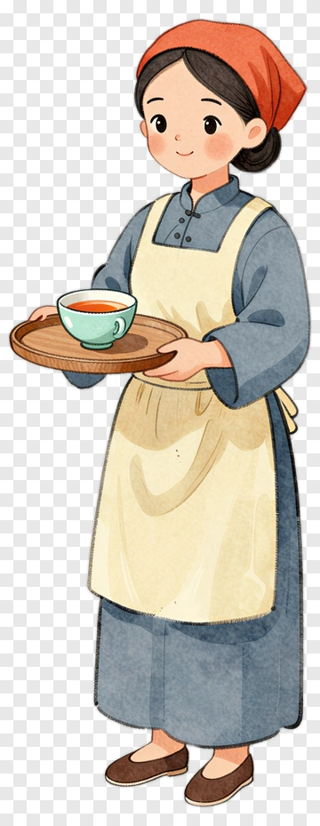 Woman Holding A Tray With A Cup Of Tea PNG