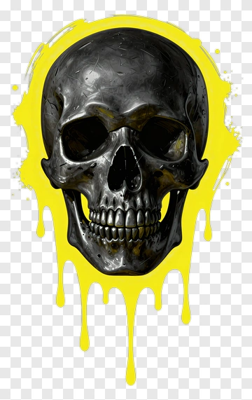 Black Skull With Yellow Dripping Background PNG