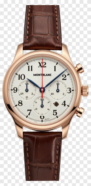 Montblanc Chronograph Watch With Brown Leather Strap PNG