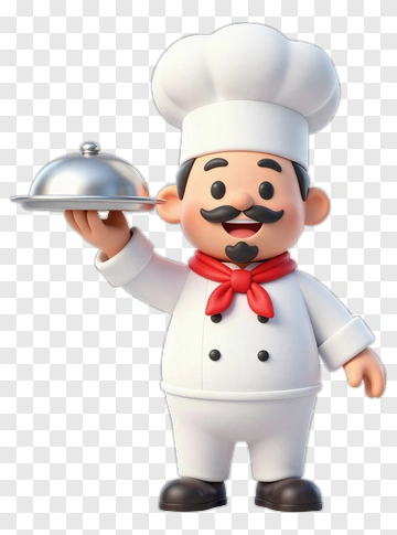 Cartoon Chef Holding A Silver Cloche PNG