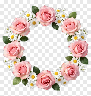 Flower Bouquet Of Pink Roses And Daisies PNG